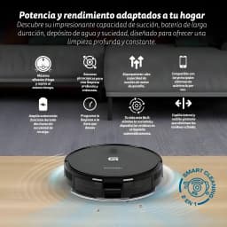 Robot aspirateur Grunkel I-Dancer Turbobrush Noir Laveur de sols 5000Pa 45W 120min - robot sur parquet