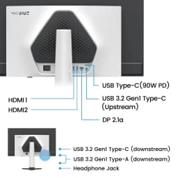 Monitor BenQ MOBIUZ 31.5 pulgadas OLED 240Hz 4K IPS Blanco EX321UZ - puertos HDMI, DP 2.1a, USB-C 90W PD
