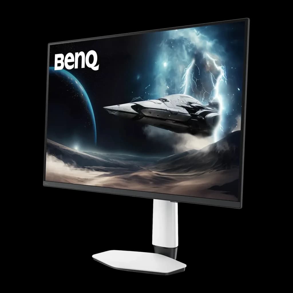 Monitor BenQ MOBIUZ 31.5 pulgadas OLED 240Hz 4K IPS Blanco EX321UZ - pantalla con escena espacial, soporte