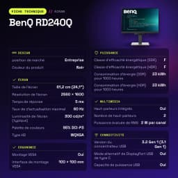 Monitor BenQ RD240Q 24,1 pulgadas WQXGA IPS 60Hz 5 ms Negro - características, 522,1 mm