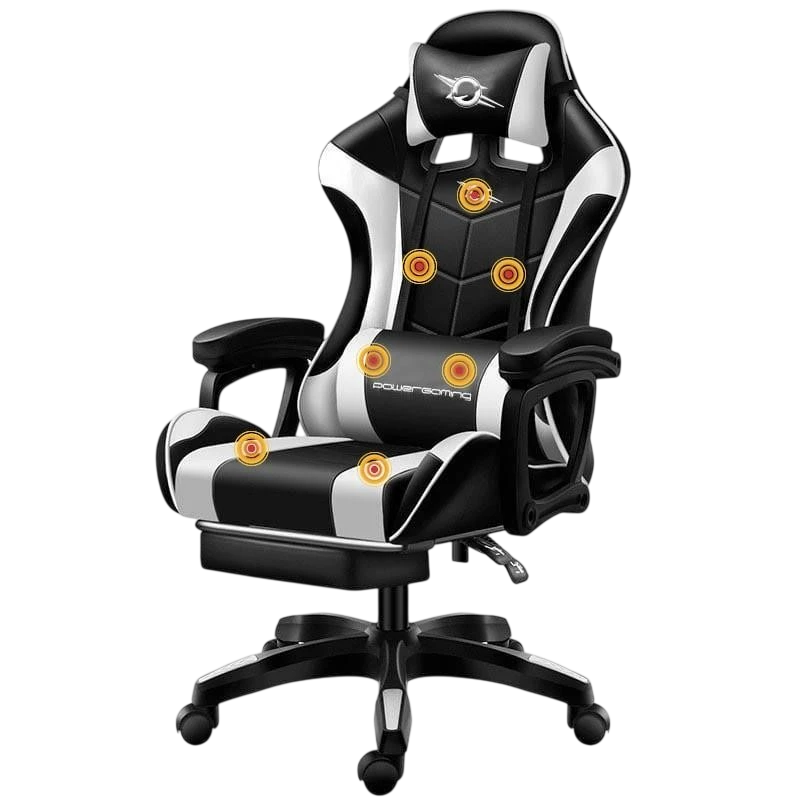 Chaise Gaming massage 7 points repose-pieds blanc / noir - Class B Refurbished - Ítem