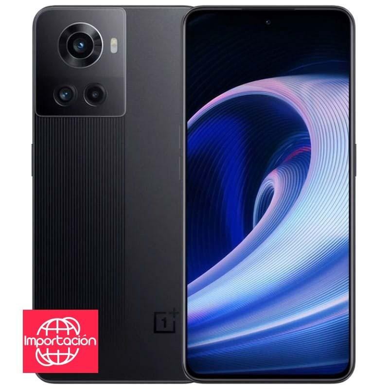 OnePlus Ace 5G preto com tela grande sem bordas largas, notch em gota central e vidro curvo em tons azul e roxo; modelo 8 GB RAM e 128 GB, importado sem selo - Item1
