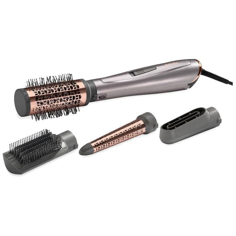 BaByliss Air Style 1000 negro/cobre con 4 accesorios: cepillo redondo térmico, cepillo alisador, cono moldeador y boquilla concentradora, desprecintado - Ítem