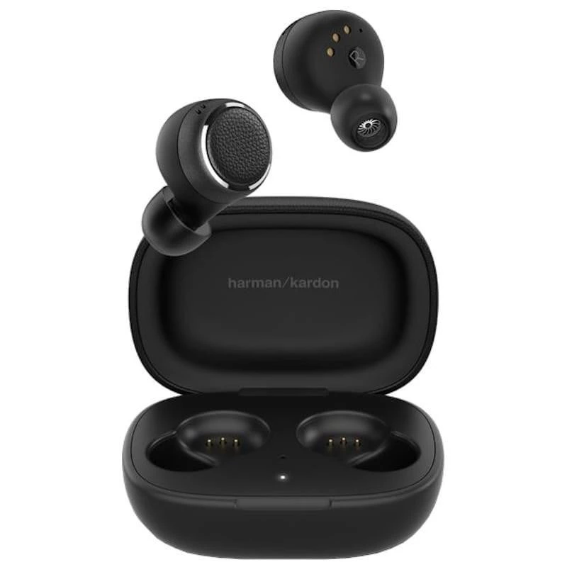 Harman Kardon FLY TWS auriculares Bluetooth em preto com estojo de carregamento magnético, earbuds intra-auriculares com ponteiras de silicone e LED indicador - Item
