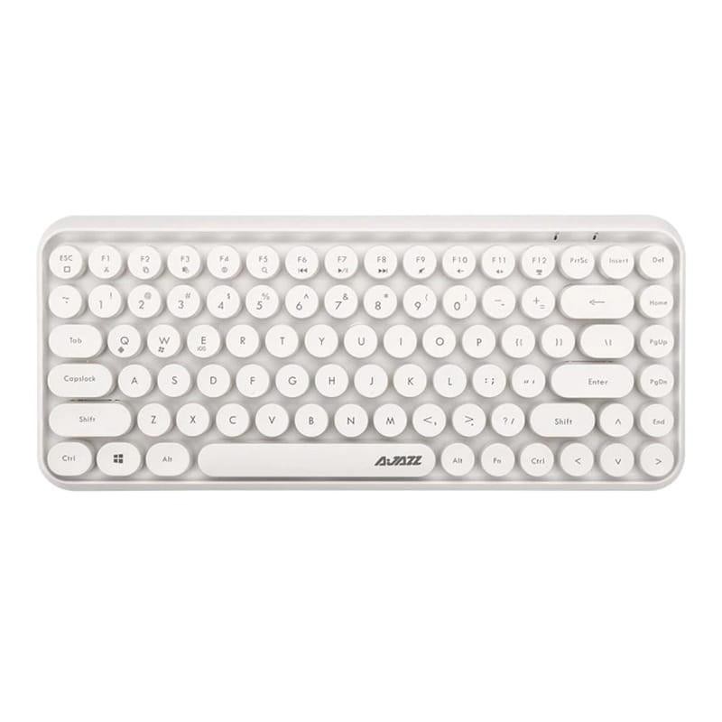 Teclado De Membrana Inalámbrico Ajazz 308i Blanco - Desprecintado, compacto 75%, teclas redondas tipo retro, diseño minimalista en color blanco - Ítem