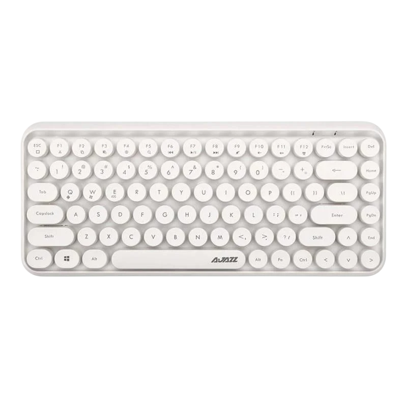 Clavier à membrane sans fil Ajazz 308i blanc Déscellé, format compact 75 %, touches rondes rétro, châssis blanc épuré, pavé directionnel et fonctions - Ítem