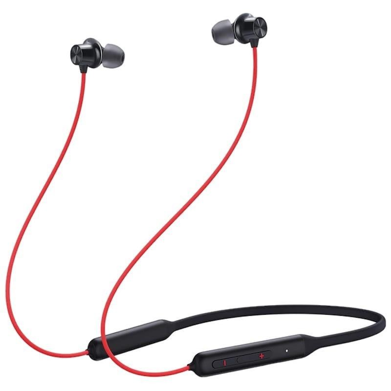 OnePlus Bullets Wireless Z Bass Edition rojo, auriculares Bluetooth con cable neckband negro, botones de control y micrófono integrados, diseño magnético - Ítem