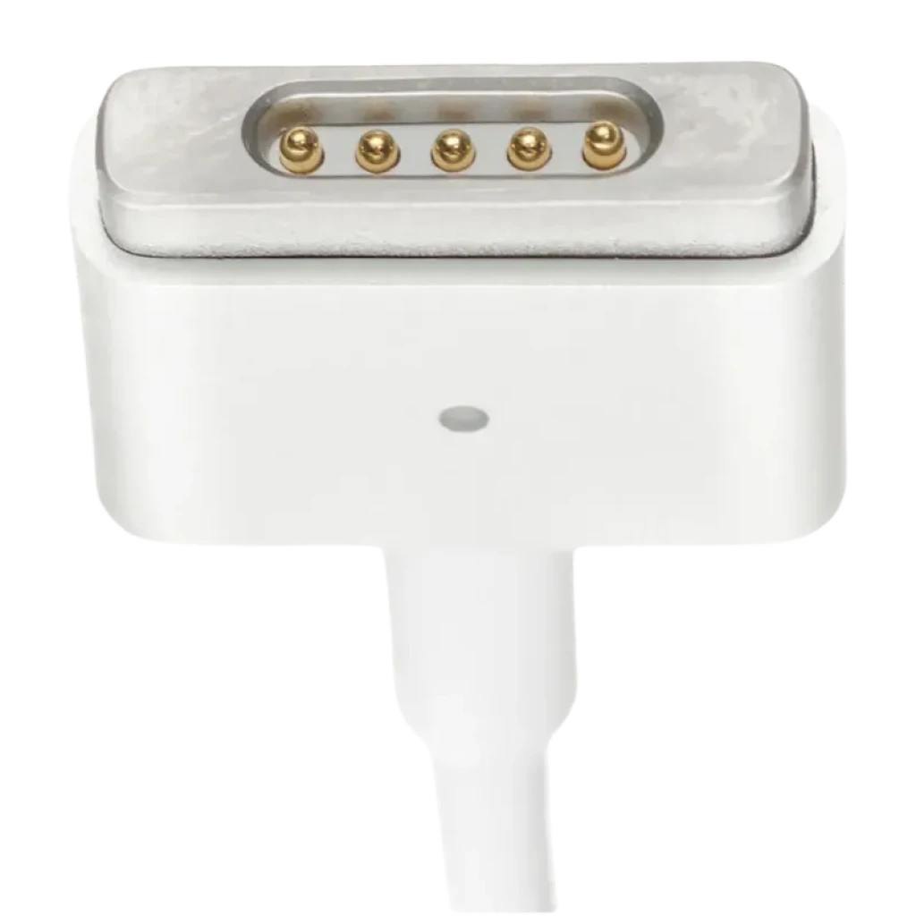 Cargador Apple MagSafe 2 60W blanco con conector magnético en L y cable integrado; bloque cuadrado minimalista con logo de Apple en relieve versión bulk - Ítem2