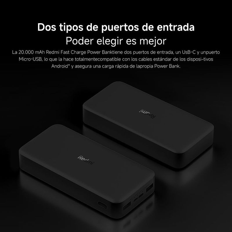 Xiaomi Redmi Power Bank 20000 mAh 18W Fast Charge Preto - Item4