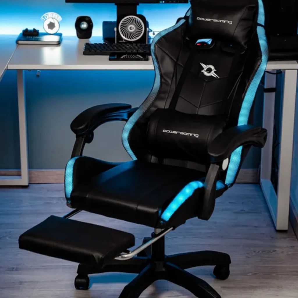 Silla Gaming PowerGaming LED RGB Negro con Reposapiés - Ítem2