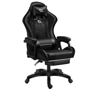 Chaise Gaming PowerGaming avec haut-parleur Bluetooth et massage + repose-pieds noir