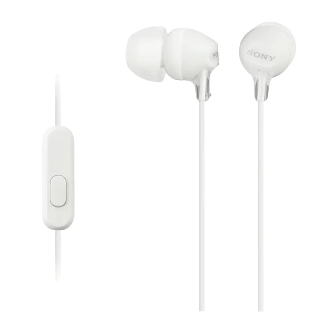 Sony MDR-EX15AP avec Microphone Blanc écouteurs intra-auriculaires blancs, embouts en silicone, télécommande micro intégrée, câble fin et discret