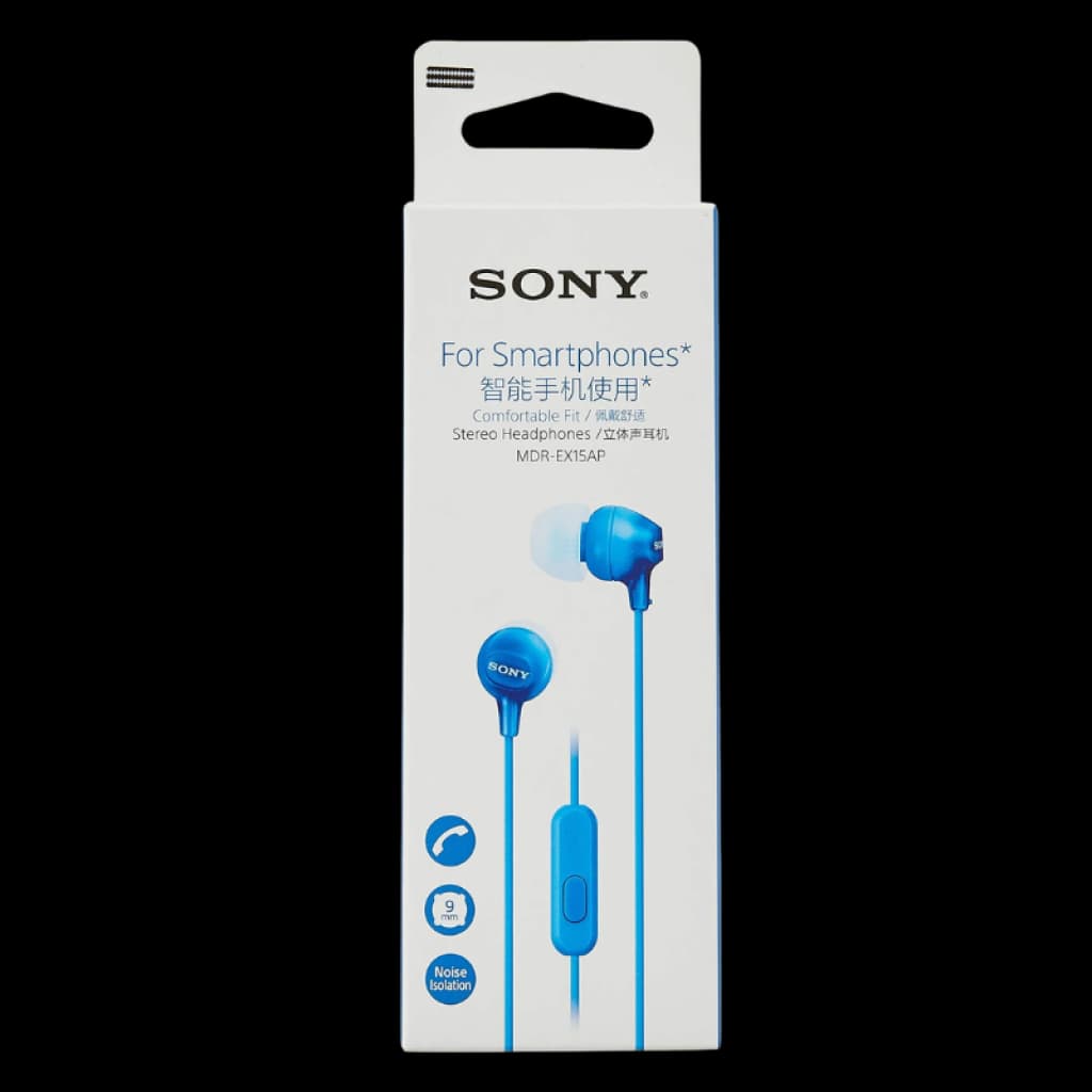 Embalagem dos auscultadores Sony MDR-EX15AP
