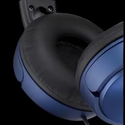 Auscultadores Sony MDR-ZX310 Azul com conchas redondas azuis metálicas, almofadas macias pretas e cabo com fio; design dobrável e leve