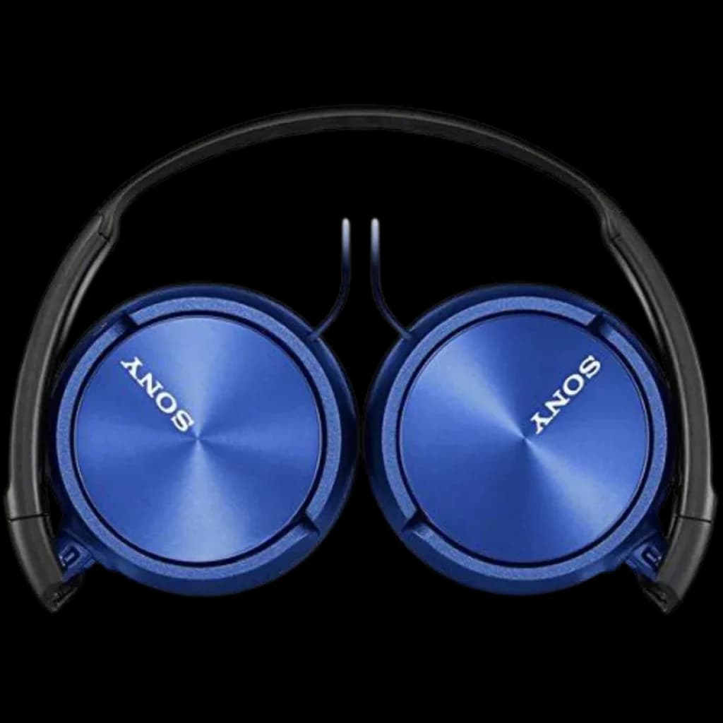 Auscultadores Sony MDR-ZX310 Azul dobráveis, conchas on-ear metálicas azuis com acabamento escovado, arco preto acolchoado e design compacto portátil