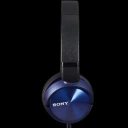 Auscultadores Sony MDR-ZX310 Azul com conchas circulares metálicas brilhantes, logotipo Sony visível, arco acolchoado preto e cabo fixo preto