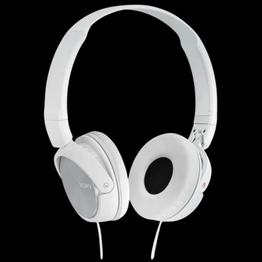 Auriculares Sony MDR-ZX310 Blanco con diseño plegable, diadema ajustable y almohadillas acolchadas; copas circulares brillantes y cable con salida lateral