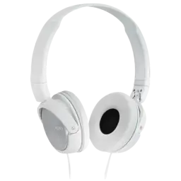 Auriculares Sony MDR-ZX310 Blanco con diseño plegable, diadema ajustable y almohadillas acolchadas; copas circulares brillantes y cable con salida lateral