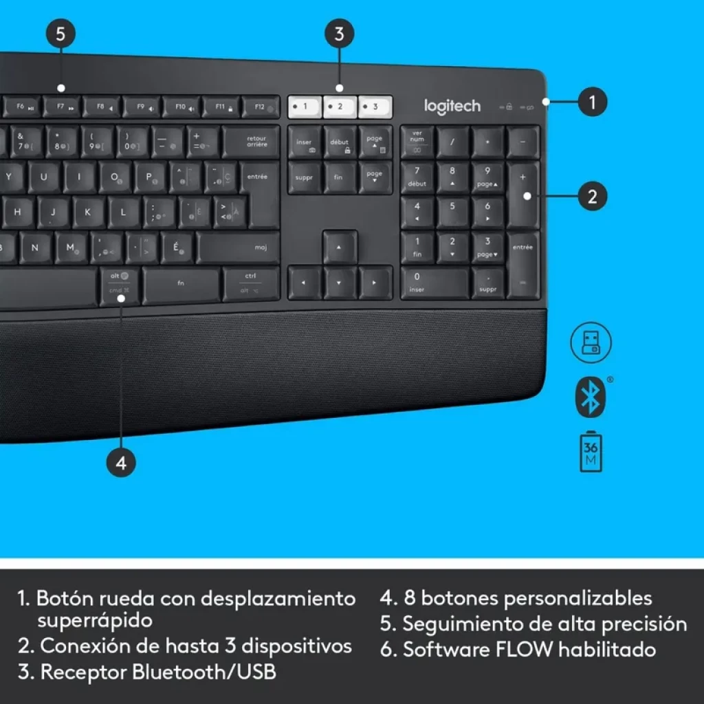 Logitech MK850 Performance Teclado RF Wireless + Bluetooth QWERTY Español Negro - Ítem5