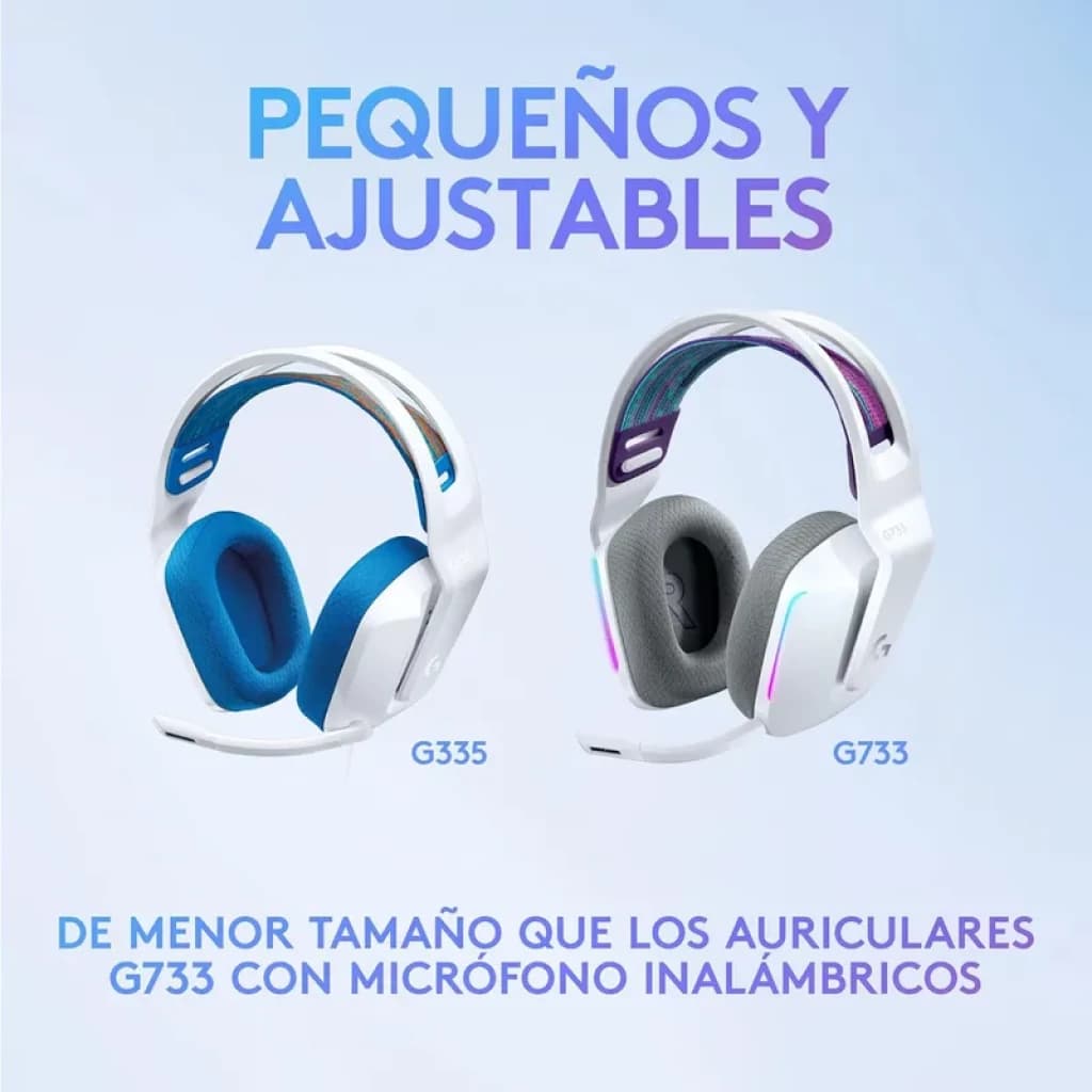 Logitech G G335 Wired Headset Casque Avec fil Arceau Jouer Blanc, format compact, arceau blanc, coussinets bleus, micro rabattable, câble audio filaire