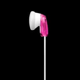 Sony MDR-E9LP Rosa: fone intra-auricular rosa com cápsula branca, design compacto, cabo branco fino e acabamento brilhante, leve e discreto para uso diário