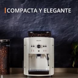 Krups EA8105 máquina de café expresso super automática 1,6 L em branco, design compacto e elegante, moedor embutido e bico vaporizador para leite