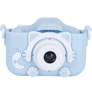 Cámara Digital Para Niños K1C Versión Mejorada 600mAh Funda Gato Azul