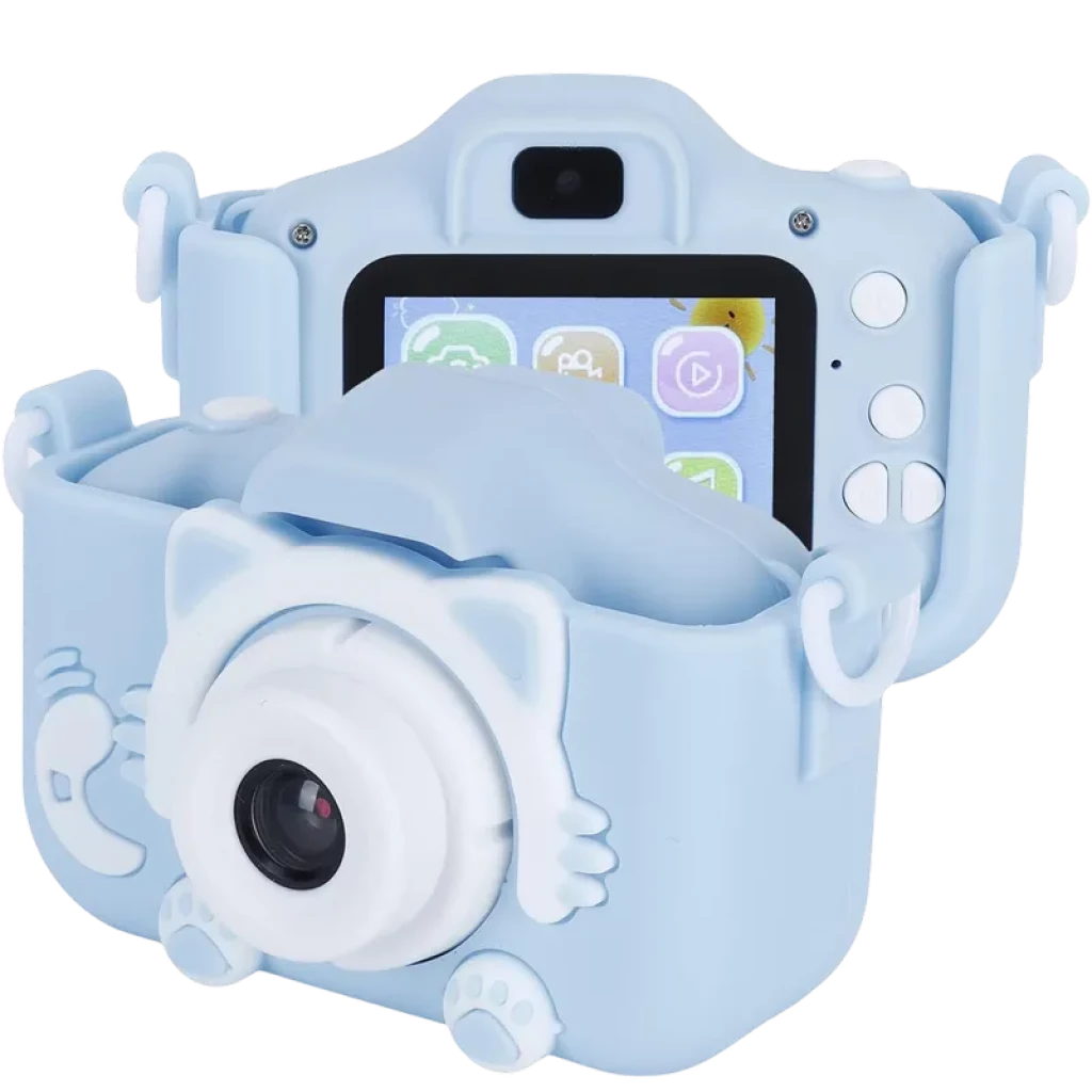 Cámara Digital Para Niños K1C Versión Mejorada 600mAh Funda Gato Azul - Ítem2
