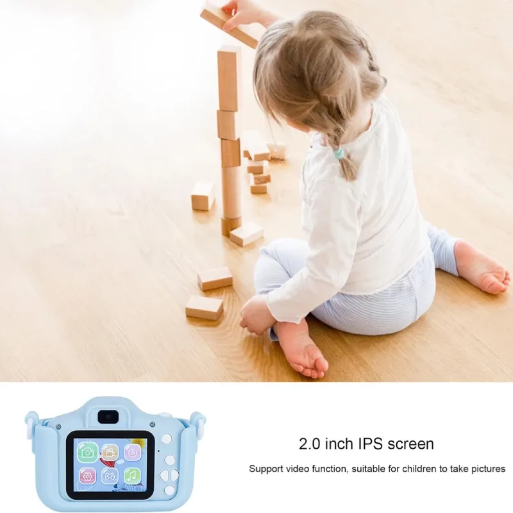 Cámara Digital Para Niños K1C Versión Mejorada 600mAh Funda Gato Azul - Ítem5