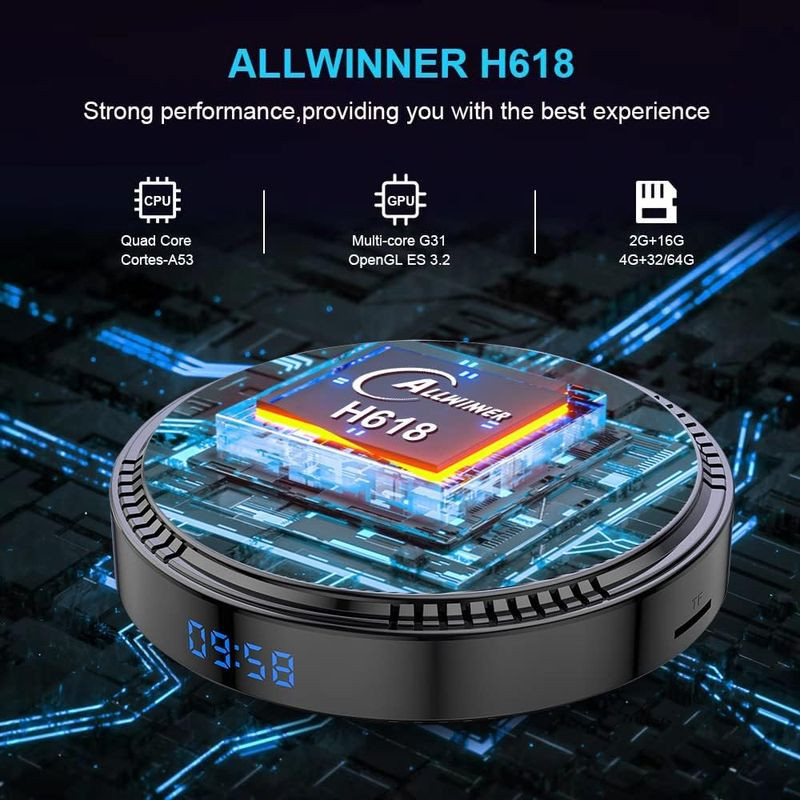 HK1 RBox H8 H618 4GB/32GB Wifi 6 Bluetooth Android 12 - Android TV - Item4