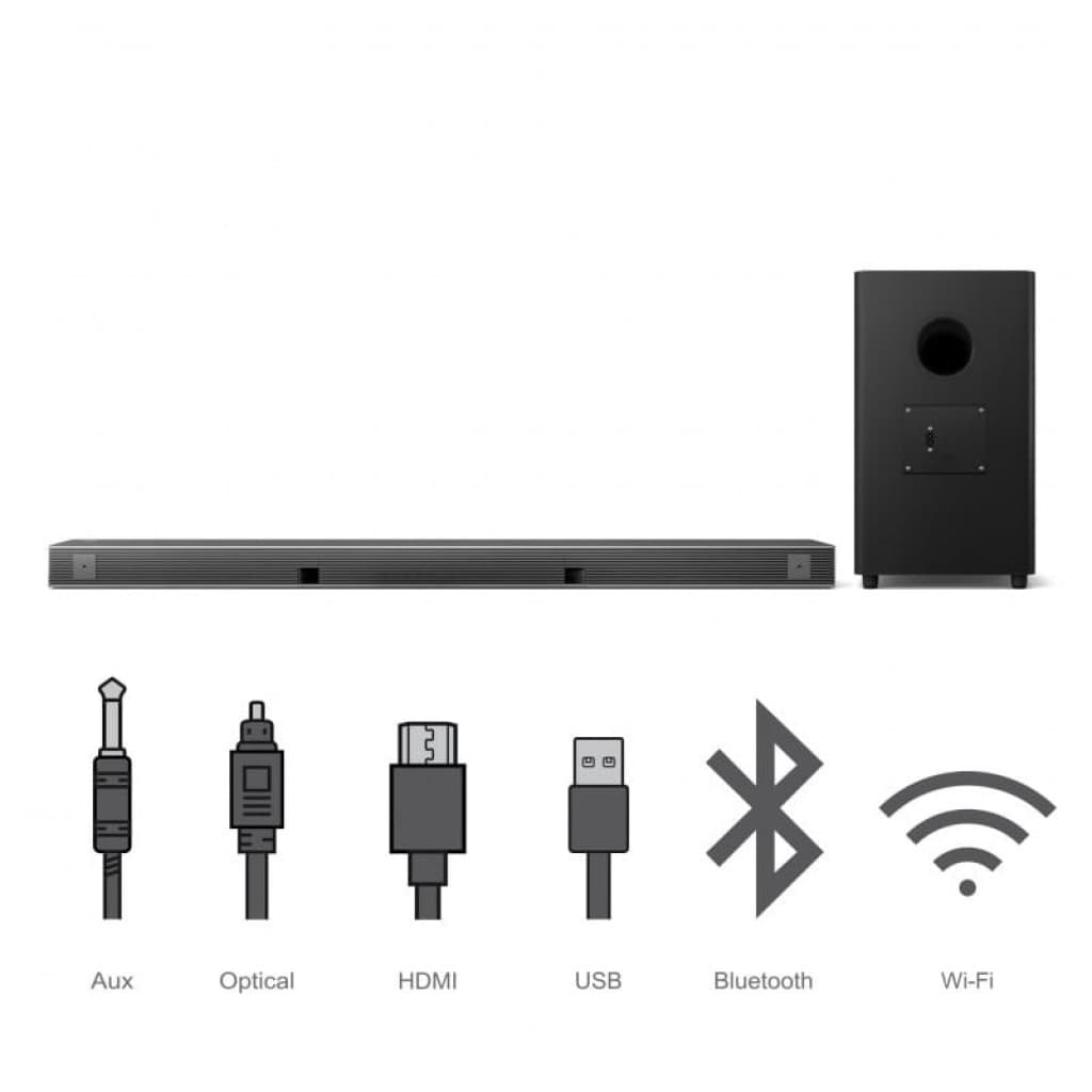 TCL TS9030 RAY·DANZ Series Titanio 3.1 barra de sonido con subwoofer inalámbrico y conectividad Aux, Óptico, HDMI, USB, Bluetooth y Wi‑Fi Desprecintado
