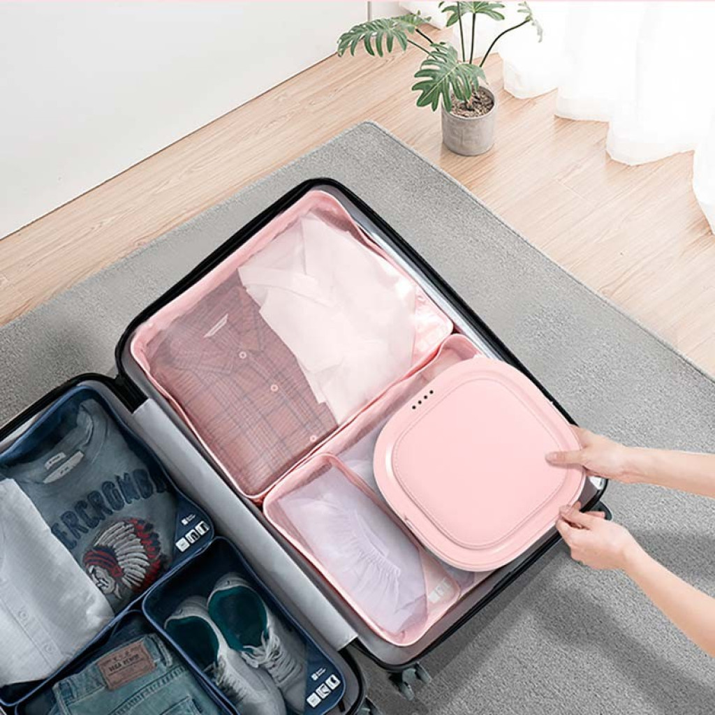 Mini Lavadora portátil Moyu XPB08-F1 Rosa - Desprecintado, mini machine à laver pliante rose, compacte, design à parois accordéon et couvercle texturé - Ítem5