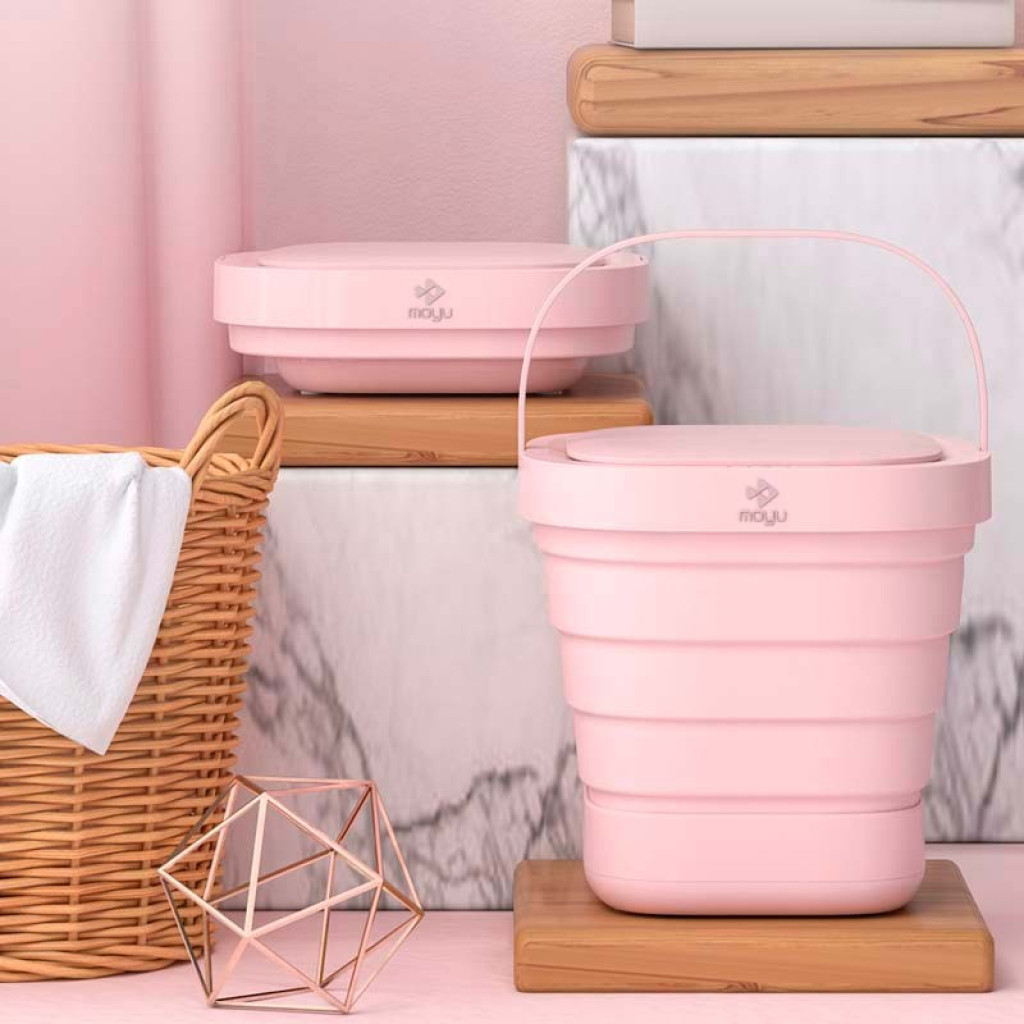Mini Lavadora portátil Moyu XPB08-F1 Rosa - Desprecintado, mini machine à laver pliante rose, compacte, design à parois accordéon et couvercle texturé - Ítem3