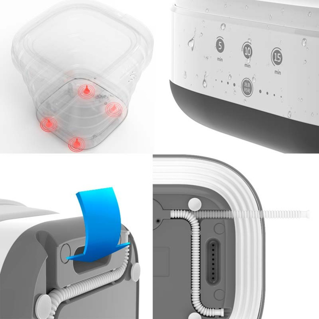 Mini Lavadora portátil Moyu XPB08-F1 Rosa - Desprecintado, mini machine à laver pliante rose, compacte, design à parois accordéon et couvercle texturé - Ítem2