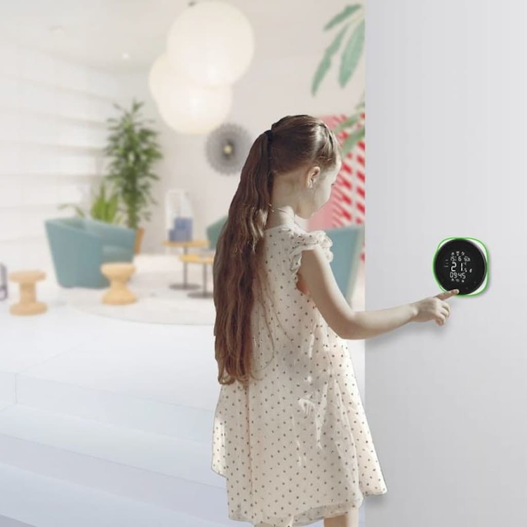 Thermostat intelligent Girier mural à écran tactile rond noir, anneau lumineux vert, interface Tuya Smart, adapté caldera électrique 16A, état déprécié