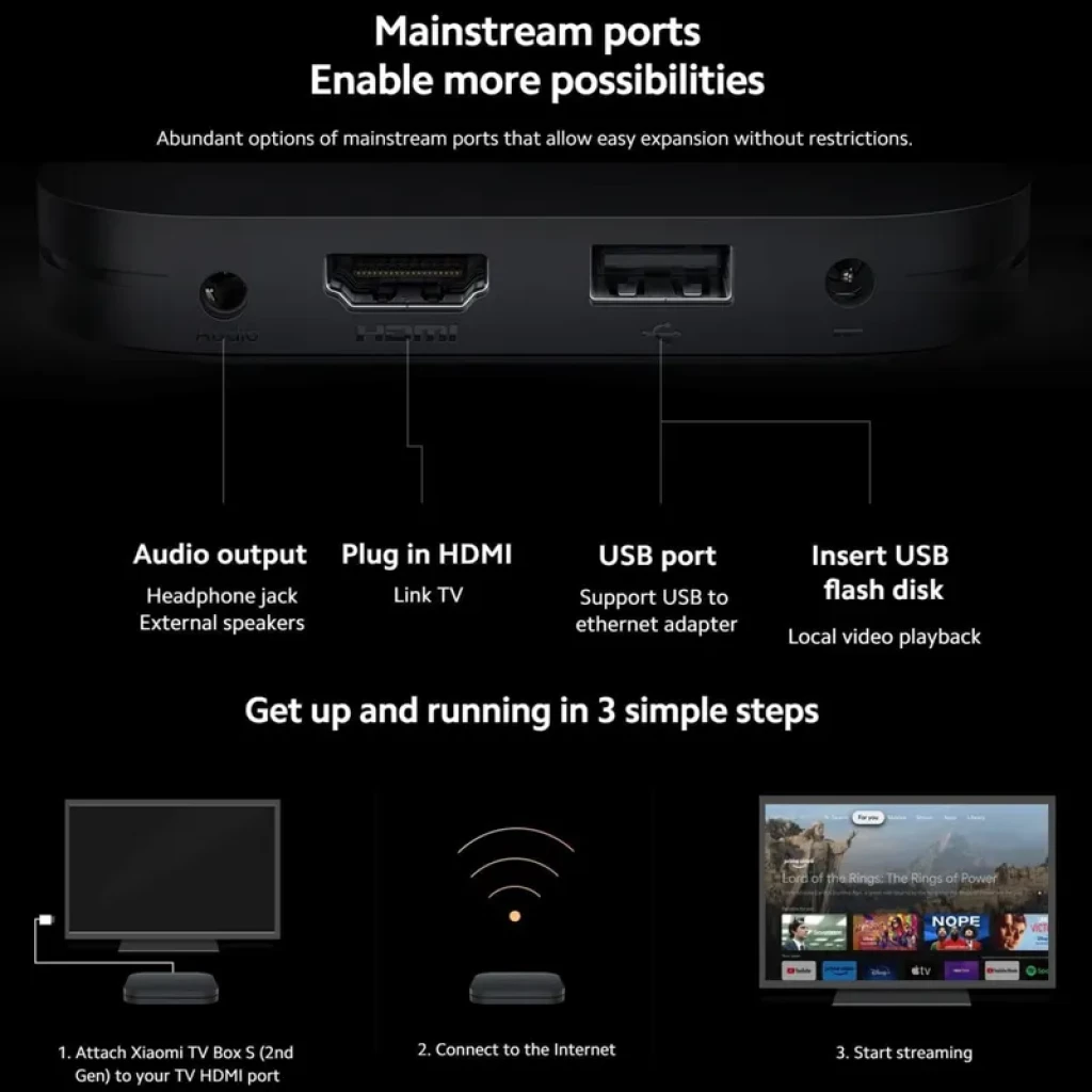 Xiaomi Mi TV Box S 2nd Gen UltraHD 4K 8GB WiFi Preto - Android TV - Item9