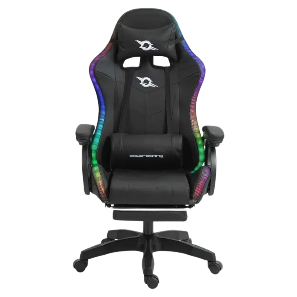 Silla Gaming PowerGaming LED RGB Negro con Reposapiés - Clase B Reacondicionado - Ítem1