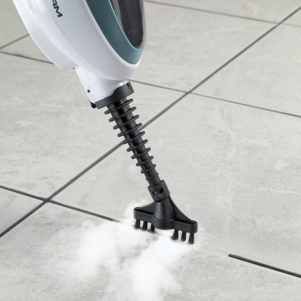Ariete Steam Mop 4164 limpador a vapor 1500W branco e azul com cabo longo, reservatório visível e base triangular para cantos e pisos diversos - Item8