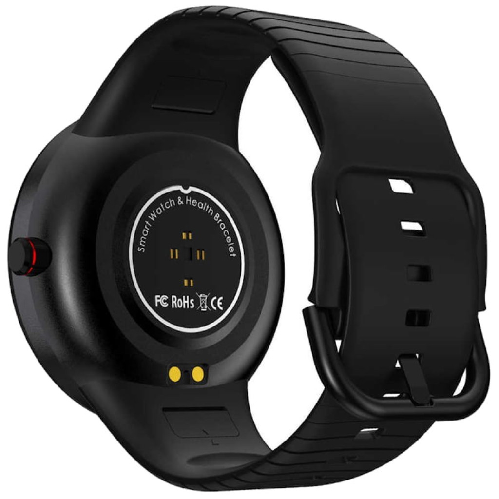 Kumi GT2 Smartwatch desprecintado con pantalla circular a color, correa negra de silicona y esfera analógica digital con múltiples diales y marcadores claros - Ítem2