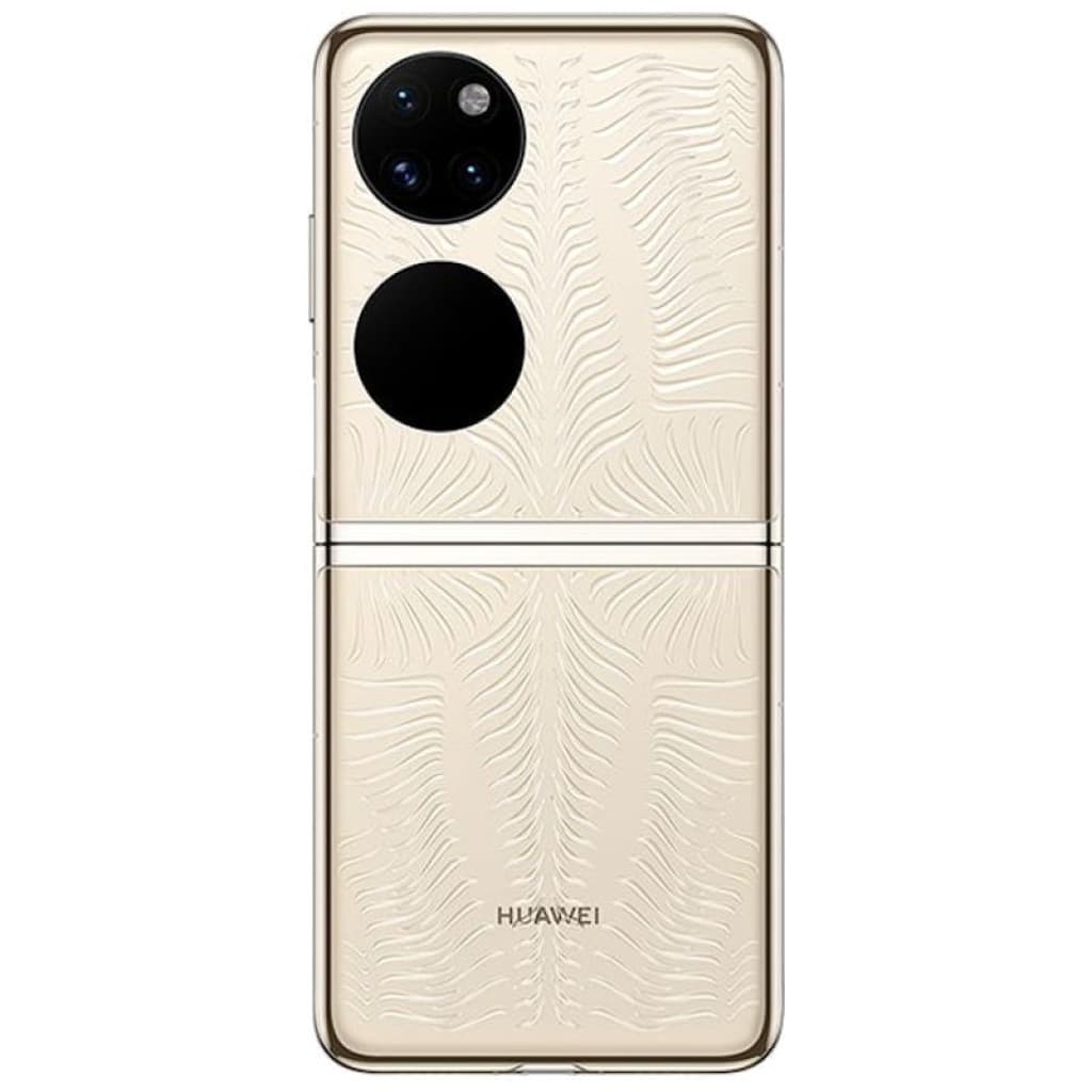 Huawei P50 Pocket 12GB 512GB or déscellé, dos pliable texturé à motif feuille, module photo circulaire triple et écran circulaire secondaire élégant