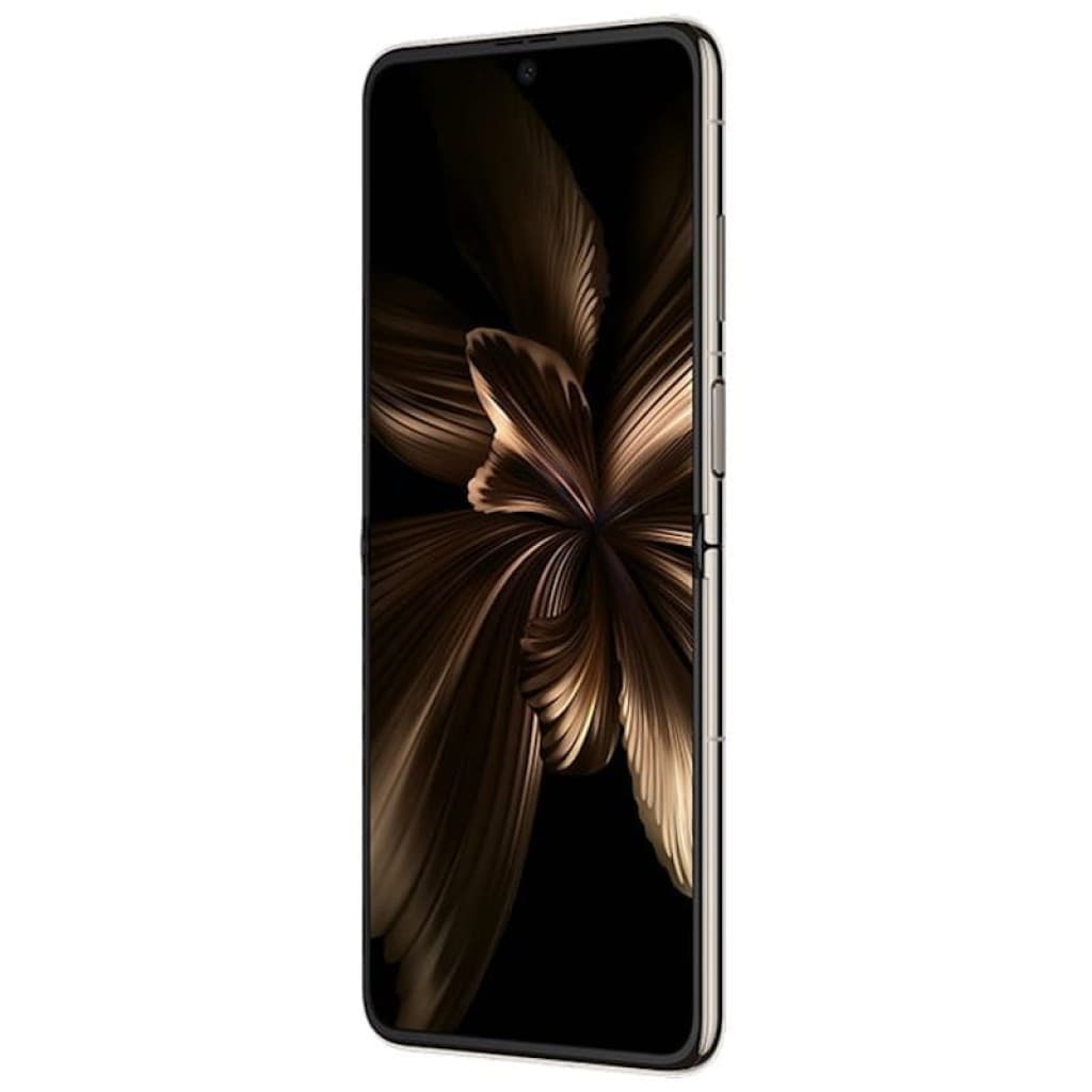 Huawei P50 Pocket 12Go 512Go or, smartphone pliable élégant, grand écran OLED bord à bord, bords fins, capteur latéral, motif floral doré sur fond noir