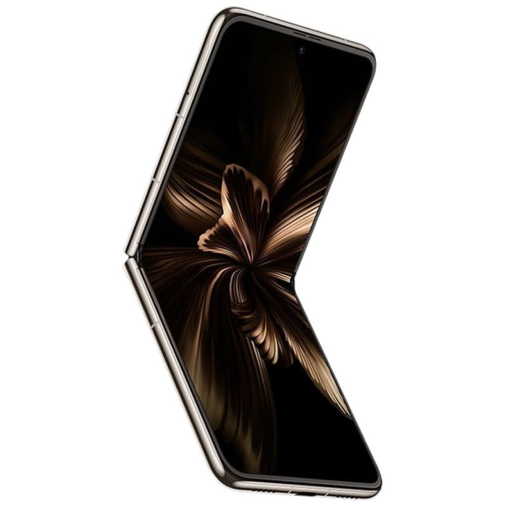 Huawei P50 Pocket 12GB 512GB or déprécié, smartphone pliable élégant, écran plié en V avec motif floral lumineux, bords métalliques fins et finition