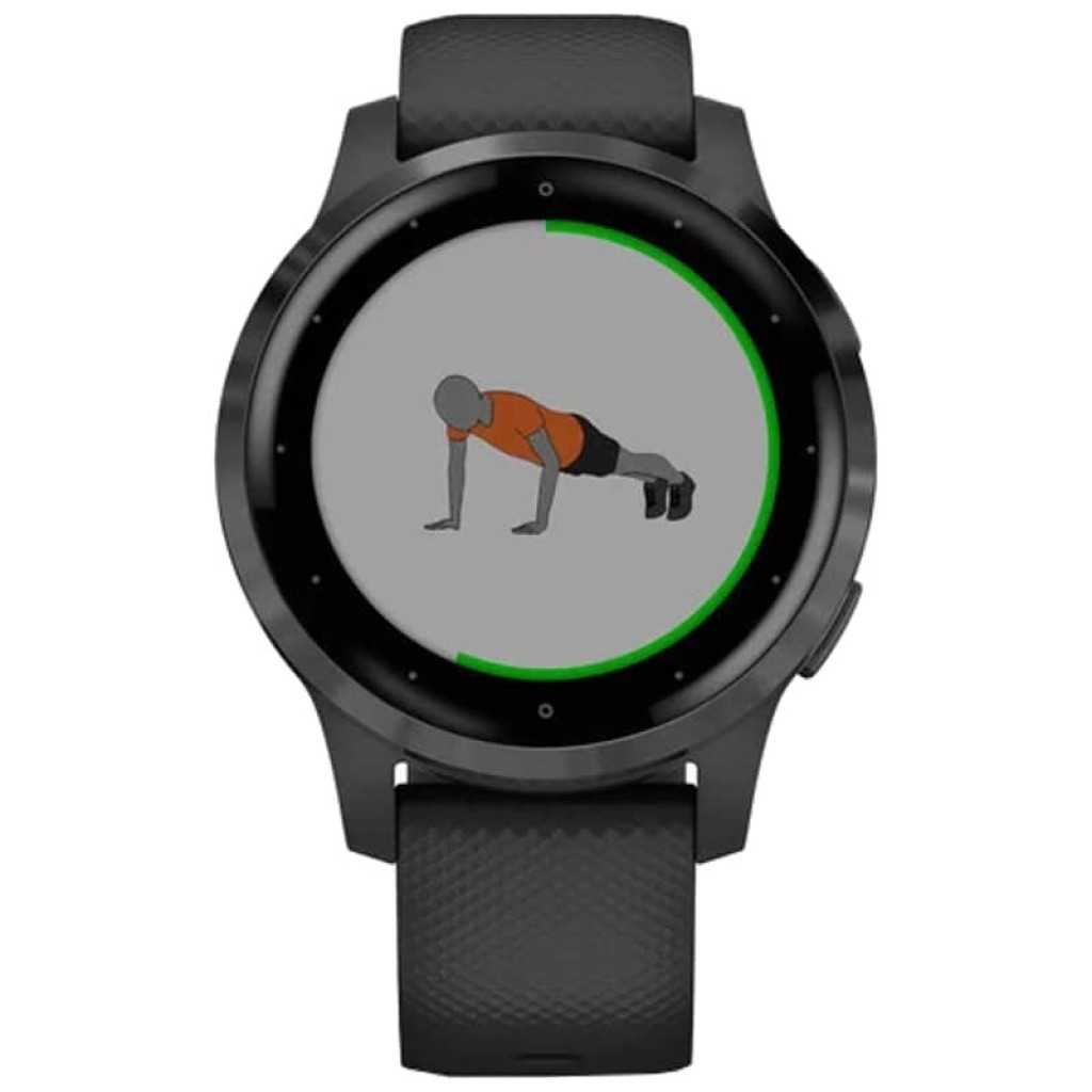 Relógio Garmin Vivoactive 4s 40 mm preto com pulseira preta, caixa arredondada, tela touch circular e botões laterais, design esportivo e elegante - Item4