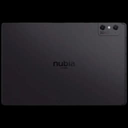 Nubia Pad 3D 12.4 pol com traseira preta fosca, módulo de câmera dupla no canto com logotipo 3D Lightfield e bordas retas com botões laterais