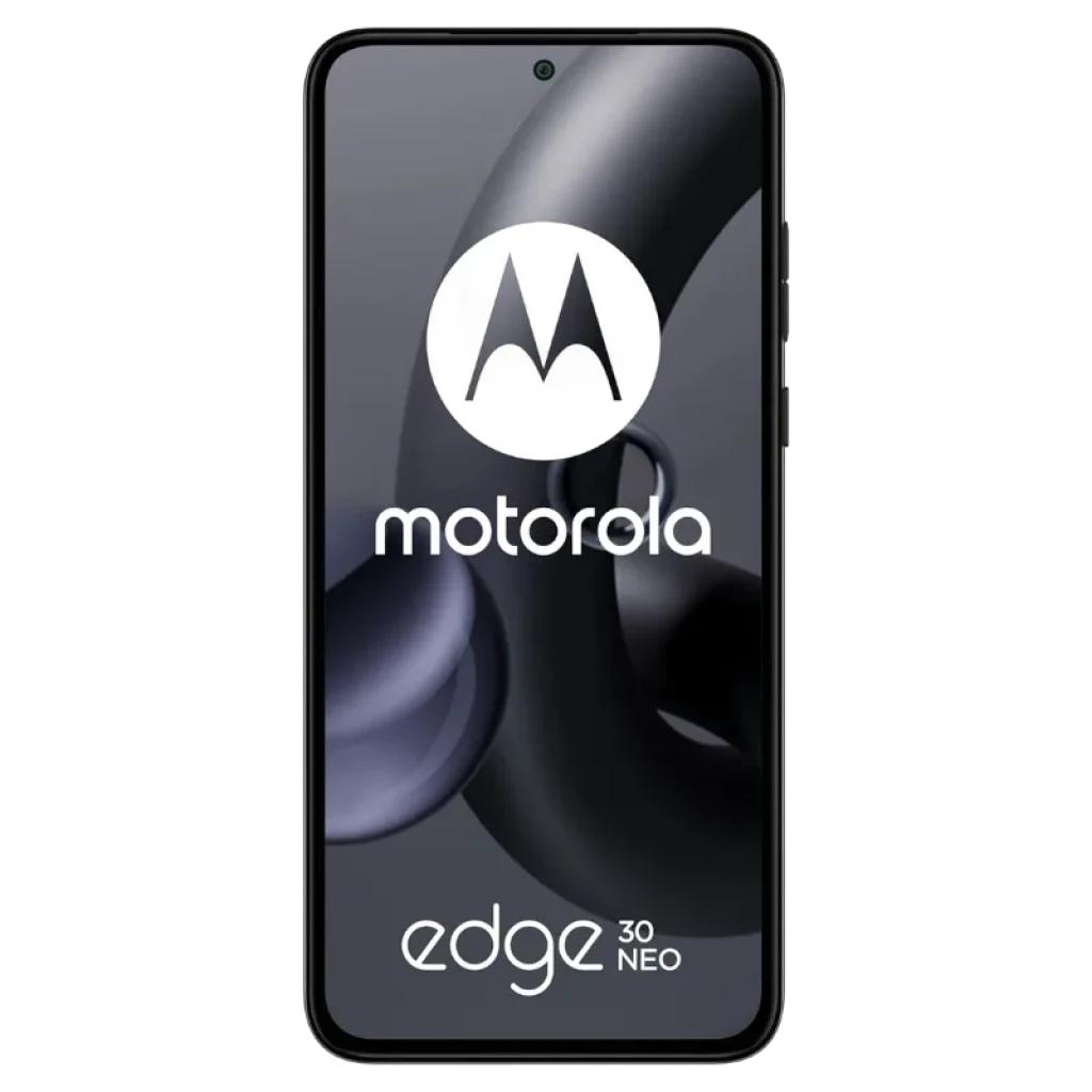 Motorola Edge 30 Neo 8 GB/128 GB Preto sem selo, tela OLED com furo central, traseira fosca, módulo retangular com dupla câmera e bordas finas - Item1
