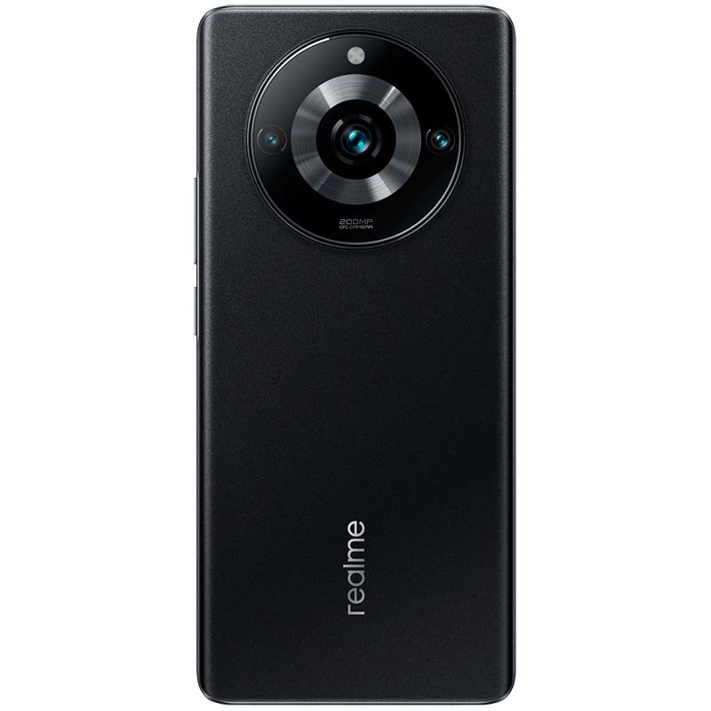 Smartphone Realme 11 Pro+ 5G noir avec écran bord à bord perforé au centre et grand module photo circulaire arrière, finition mate élégante - Ítem4