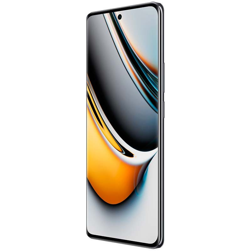 Smartphone Realme 11 Pro+ 5G noir avec écran bord à bord perforé au centre et grand module photo circulaire arrière, finition mate élégante - Ítem2