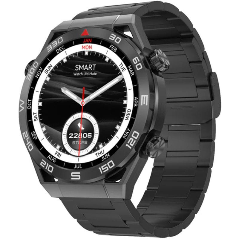 DT NO.1 Ultra Mate Preto com Bracelete Metálica Preta - Smartwatch - Item