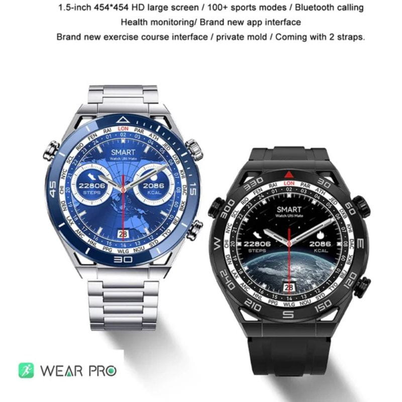 DT NO.1 Ultra Mate Preto com Bracelete Metálica Preta - Smartwatch - Item9