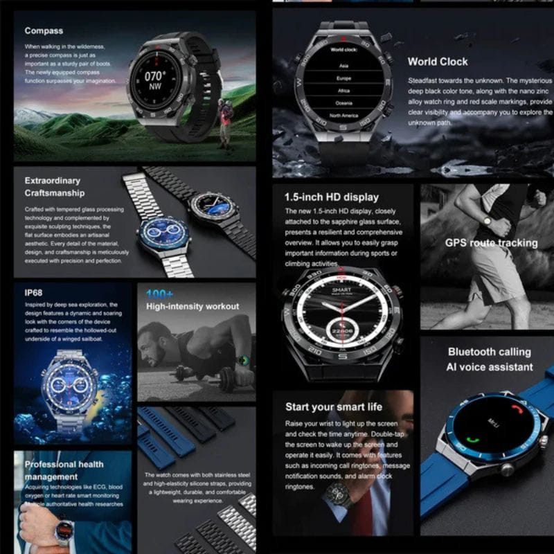 DT NO.1 Ultra Mate Preto com Bracelete Metálica Preta - Smartwatch - Item6
